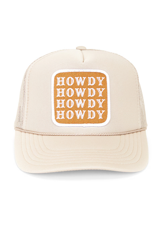 Howdy Trucker Hat in Tan - 8/1