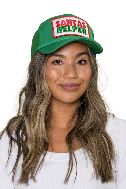 Santas Helper Trucker Hat in Green