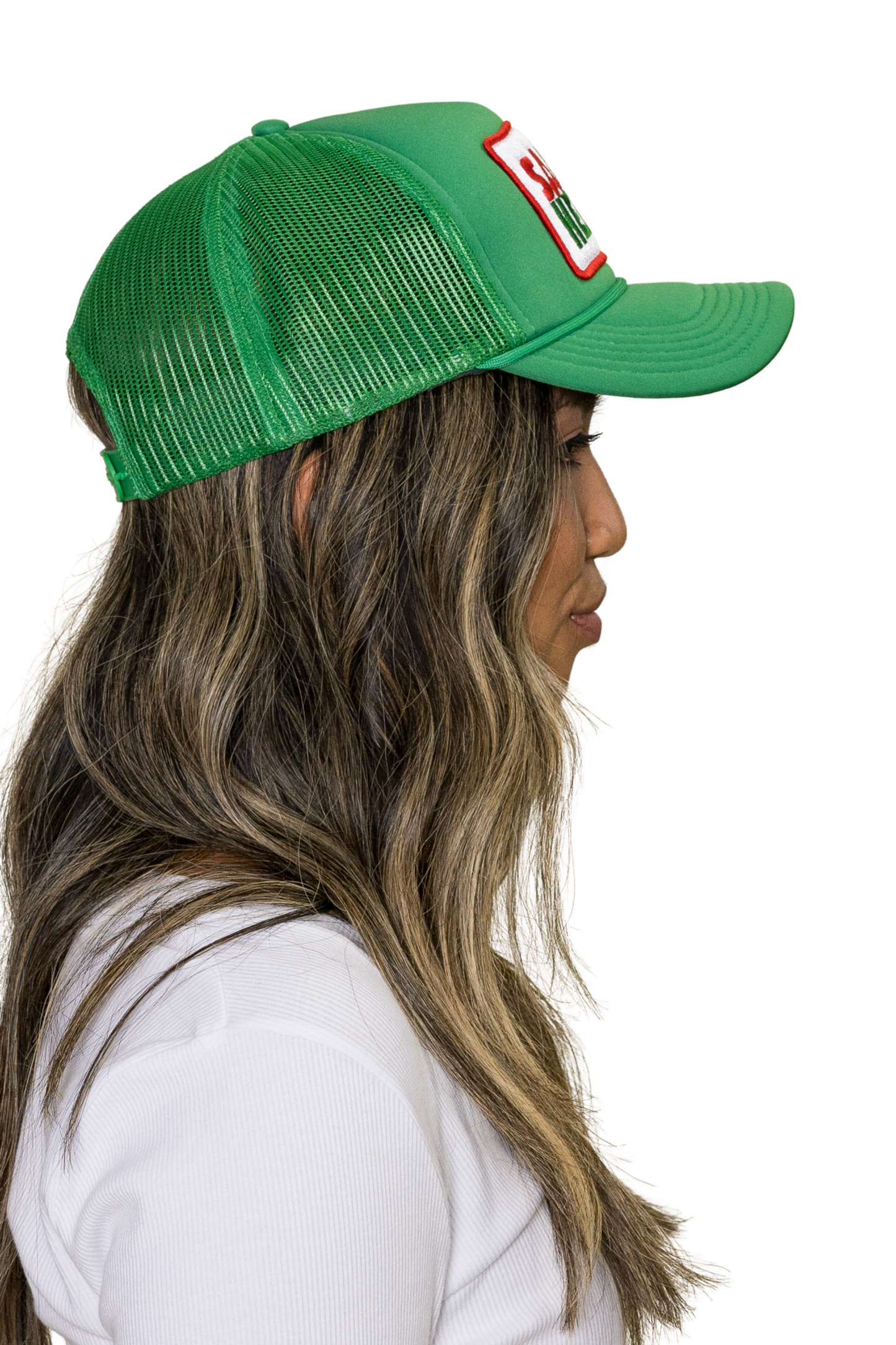 Santas Helper Trucker Hat in Green