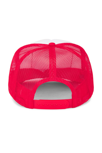Drinks Well With Others Trucker Hat in Red Split