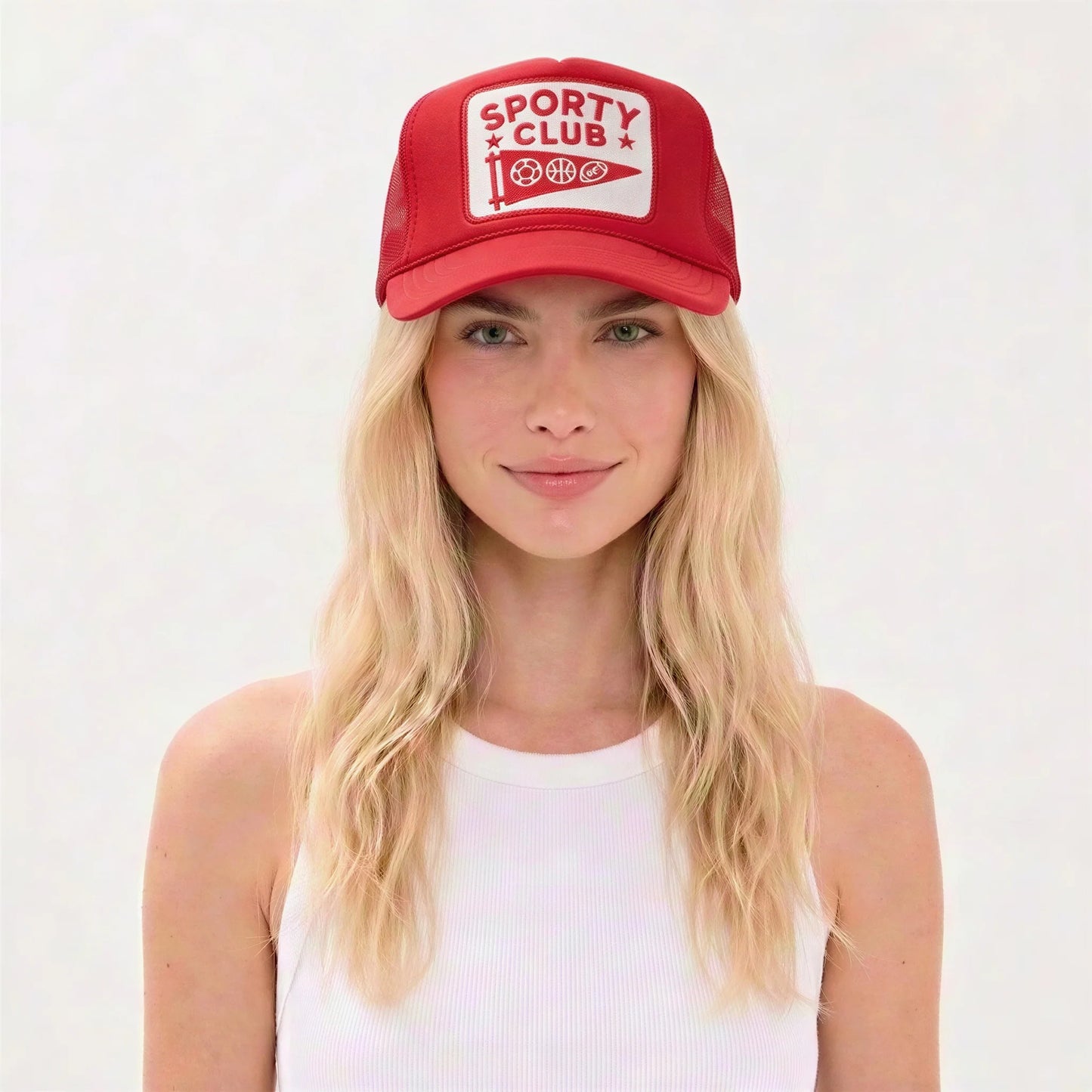 Sporty Club Trucker Hat Red