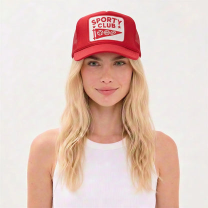 Sporty Club Trucker Hat Red