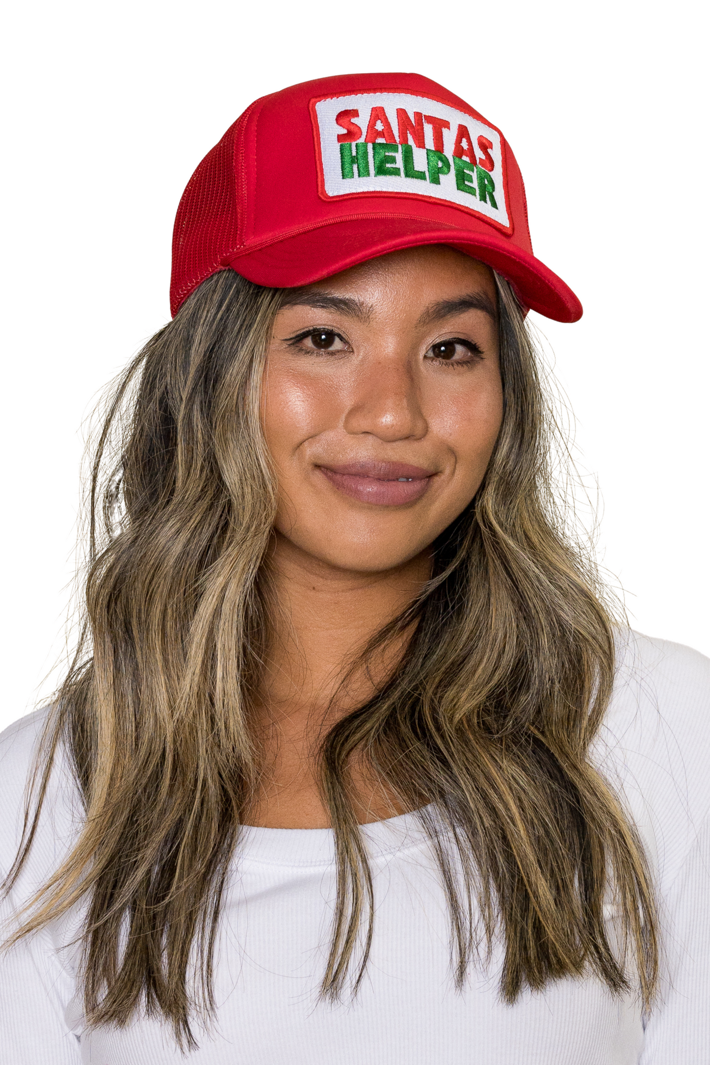 Santas Helper Trucker Hat in Red