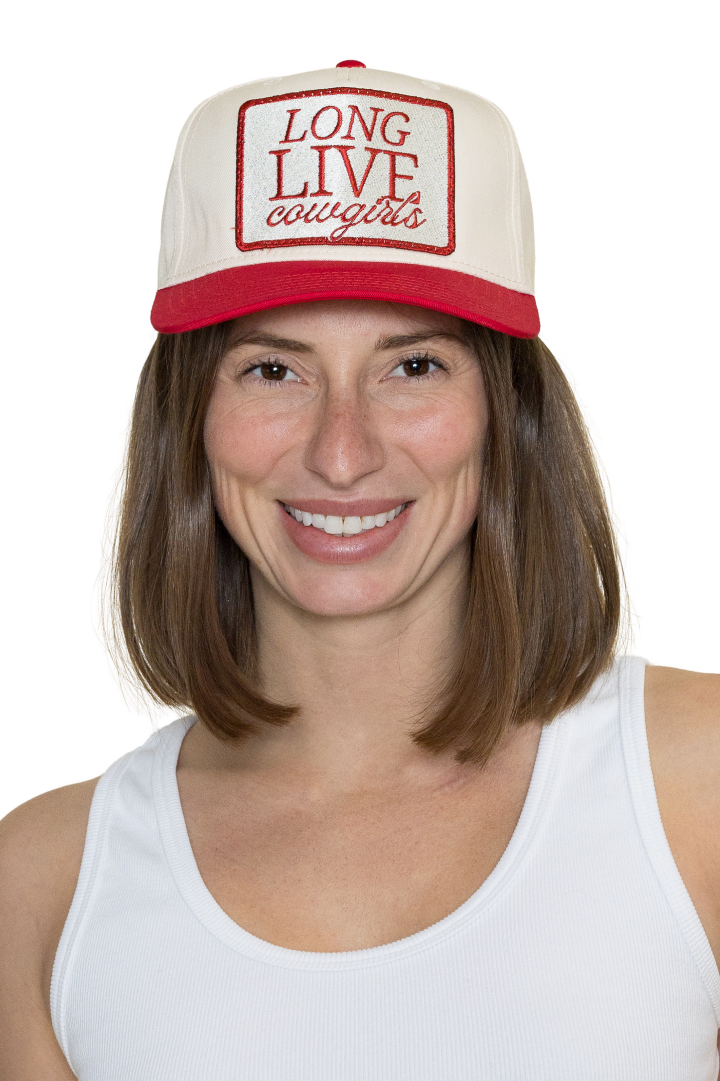 Long Live Cowgirls Trucker Hat in Red Split