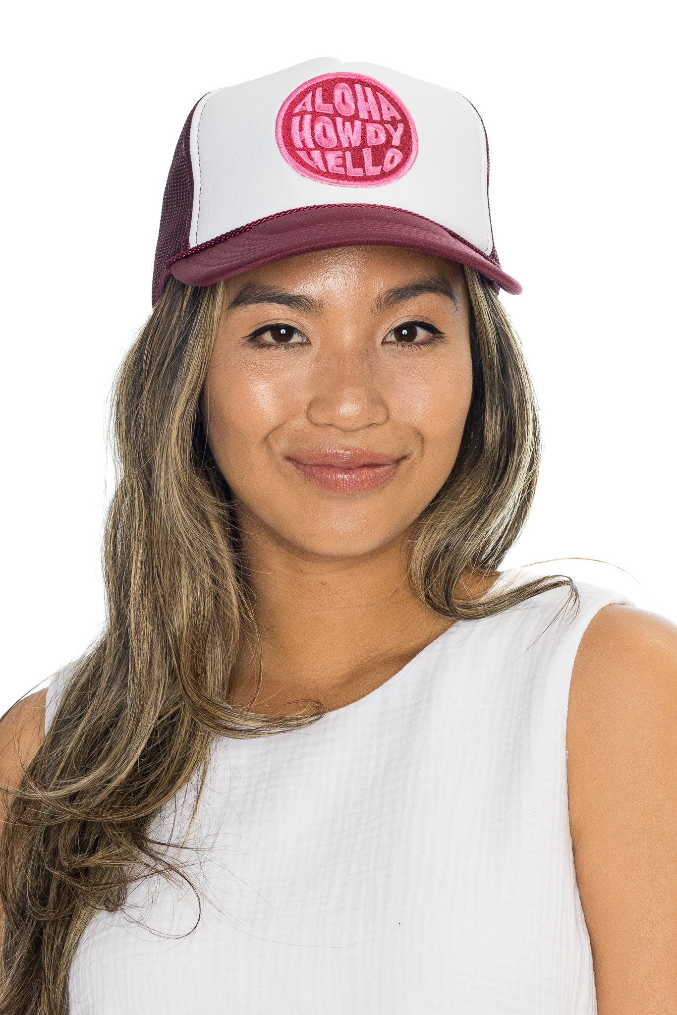 Trucker Hat in Maroon Split