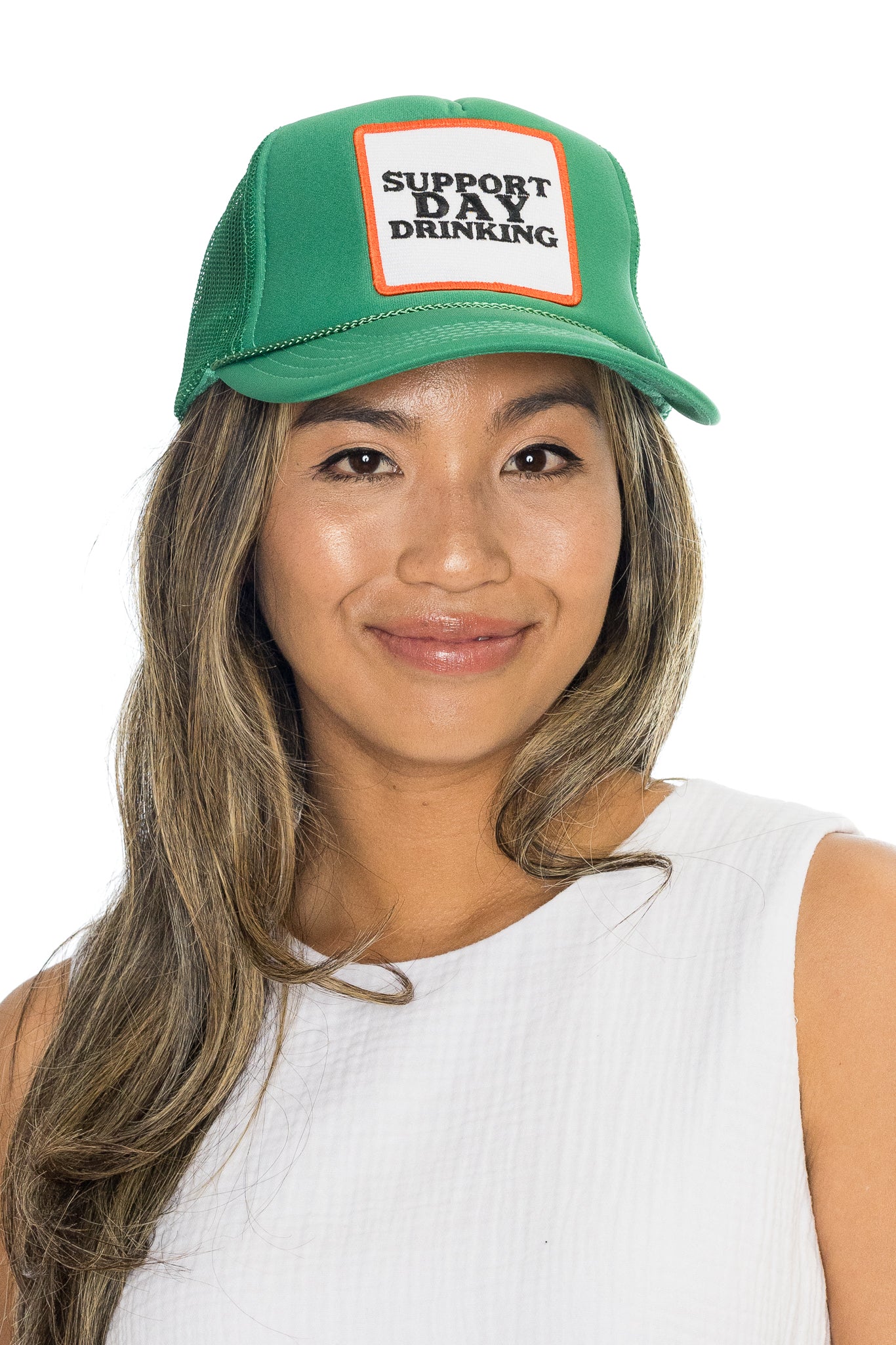 Day Drinking Trucker Hat in Green