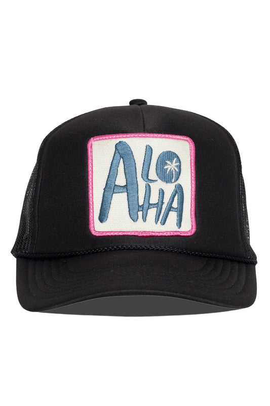 Aloha Trucker Hat in Black