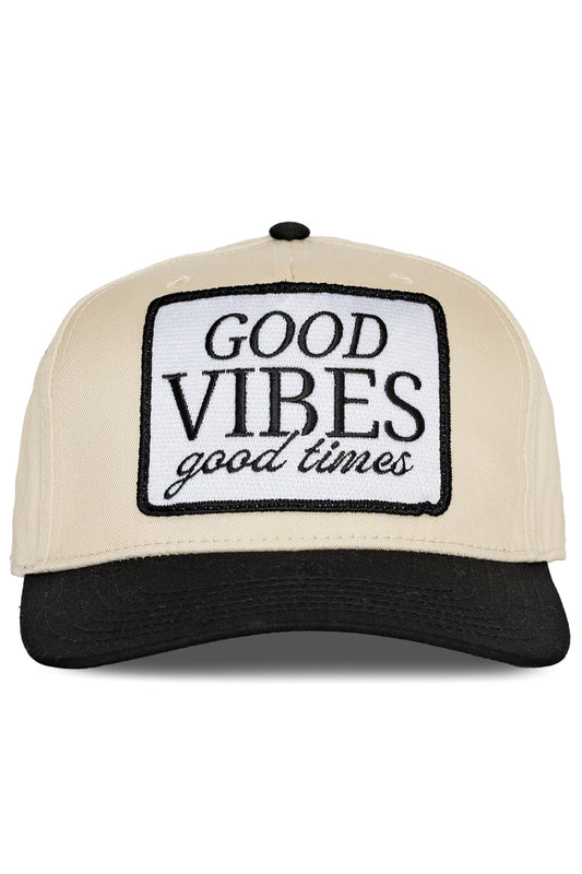 Good Vibes Good Times Trucker Hat in Grey