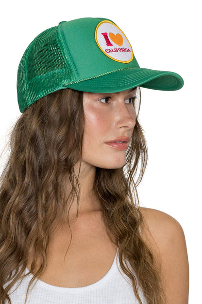 I Love California Trucker Hat Green