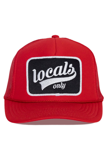 Locals Only Script Trucker Hat in Red