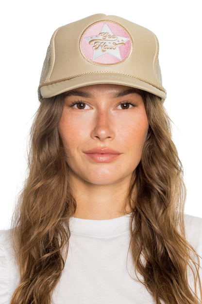 Yeehaw Trucker Hat in Tan