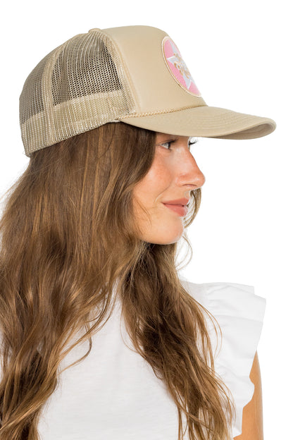 Yeehaw Trucker Hat in Tan