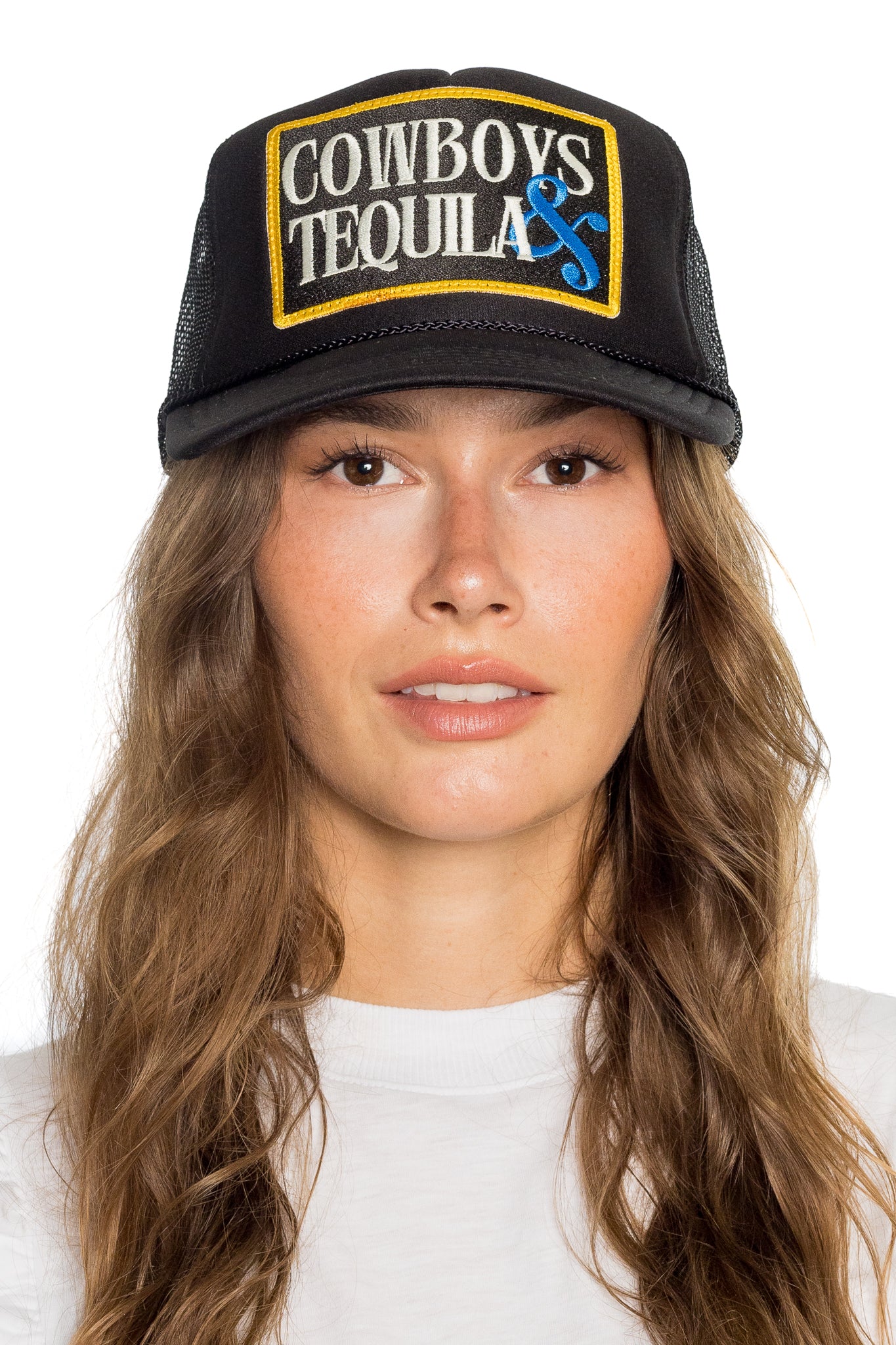 Cowboys & Tequila Trucker Hat in Dark Black