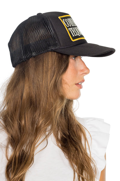 Cowboys & Tequila Trucker Hat in Dark Black