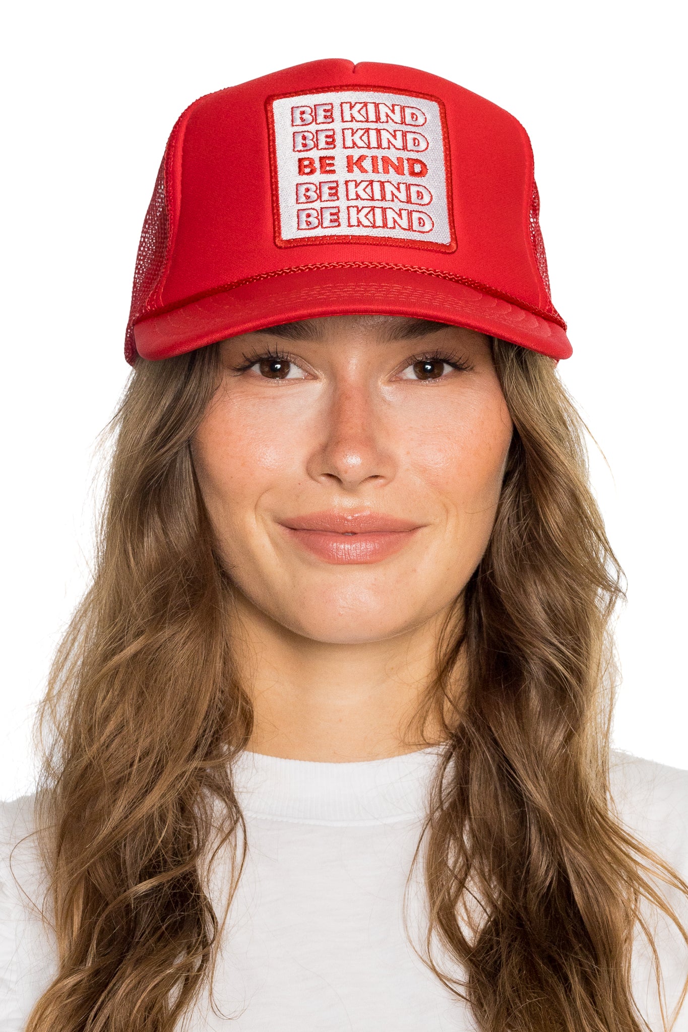 Be Kind Trucker Hat in Red