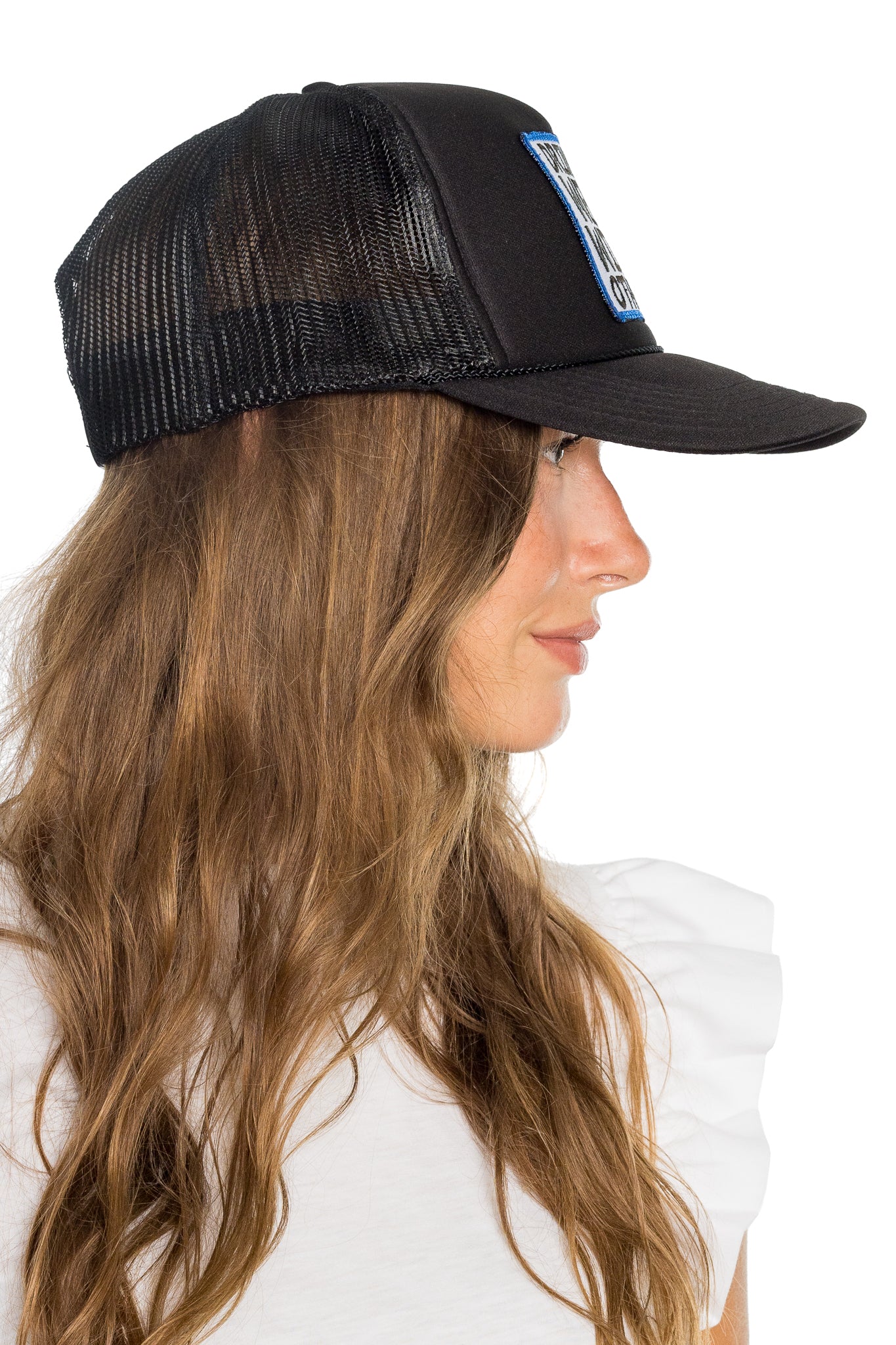 Drinks Well With Others Trucker Hat in Black