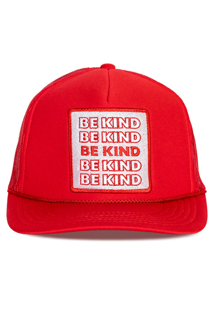 Be Kind Trucker Hat in Red