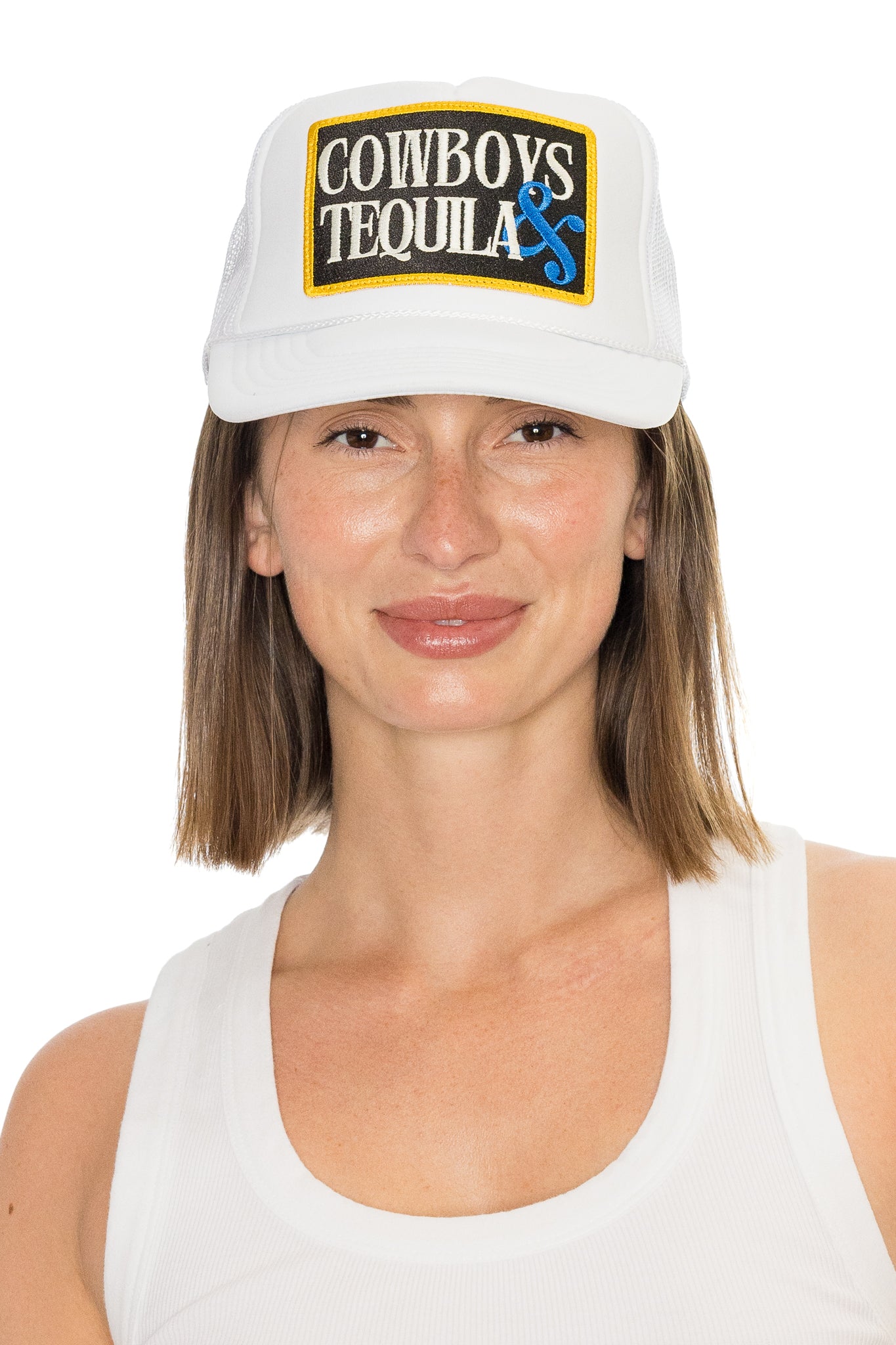 Cowboys & Tequila Trucker Hat in Dark White