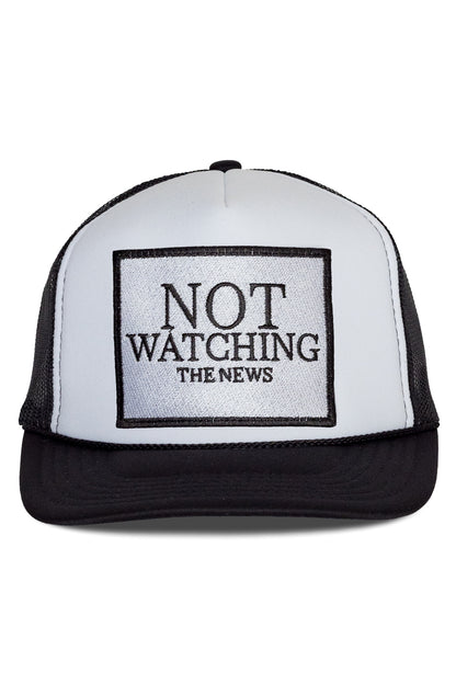 Not Watching The News Hat in Black and White Split