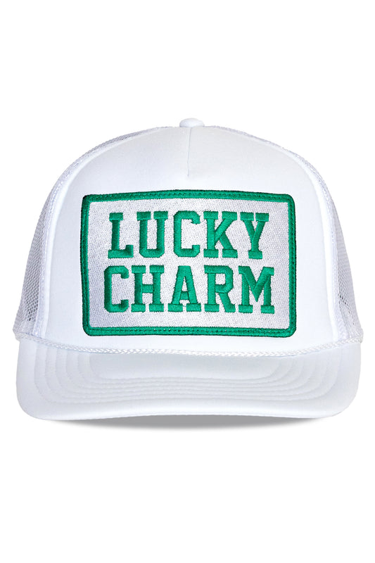 Lucky Charm Trucker Hat in White