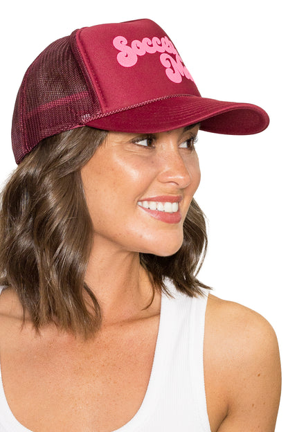 Soccer Mom Trucker Hat in Maroon