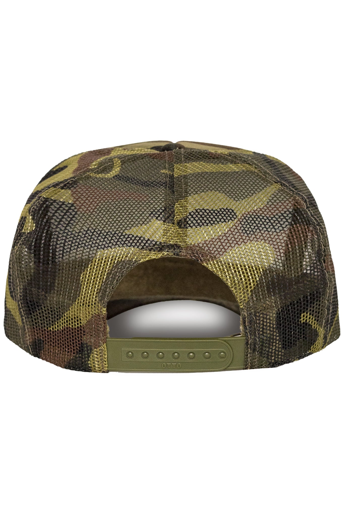Coffee and Chaos Trucker Hat in Camo