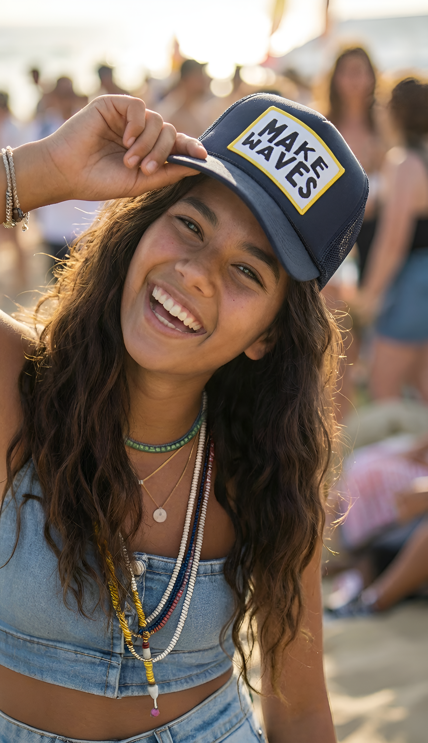 Make Waves Trucker Hat in Navy