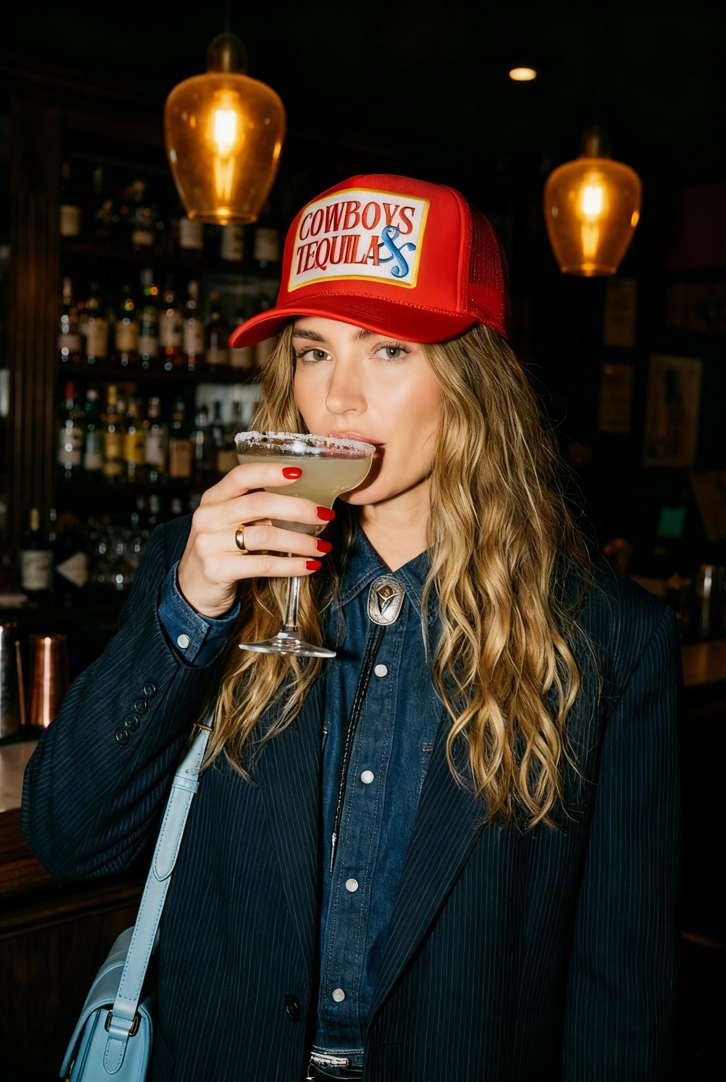 Cowboys & Tequila Trucker Hat in Red