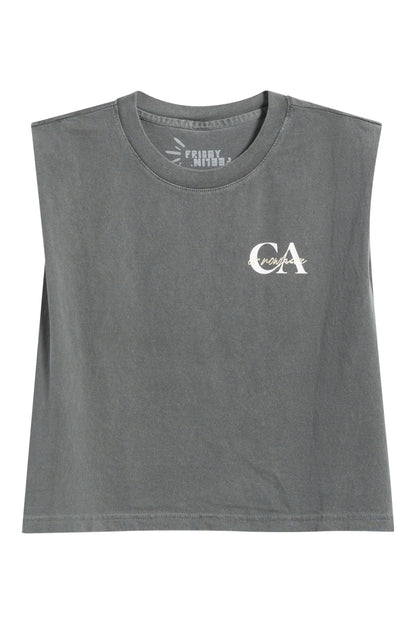 CA or Nowhere Muscle Tank in Washed Black