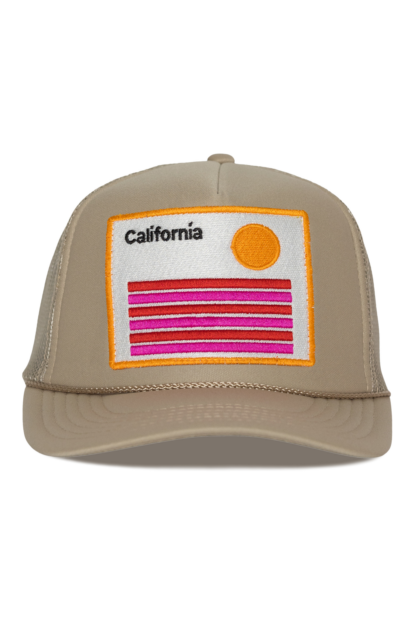 California Stripes Trucker Hat in Tan