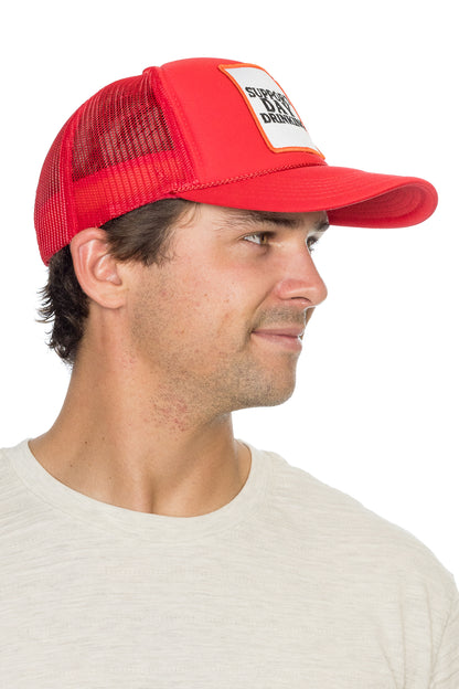 Support Day Drinking Trucker Hat in Red