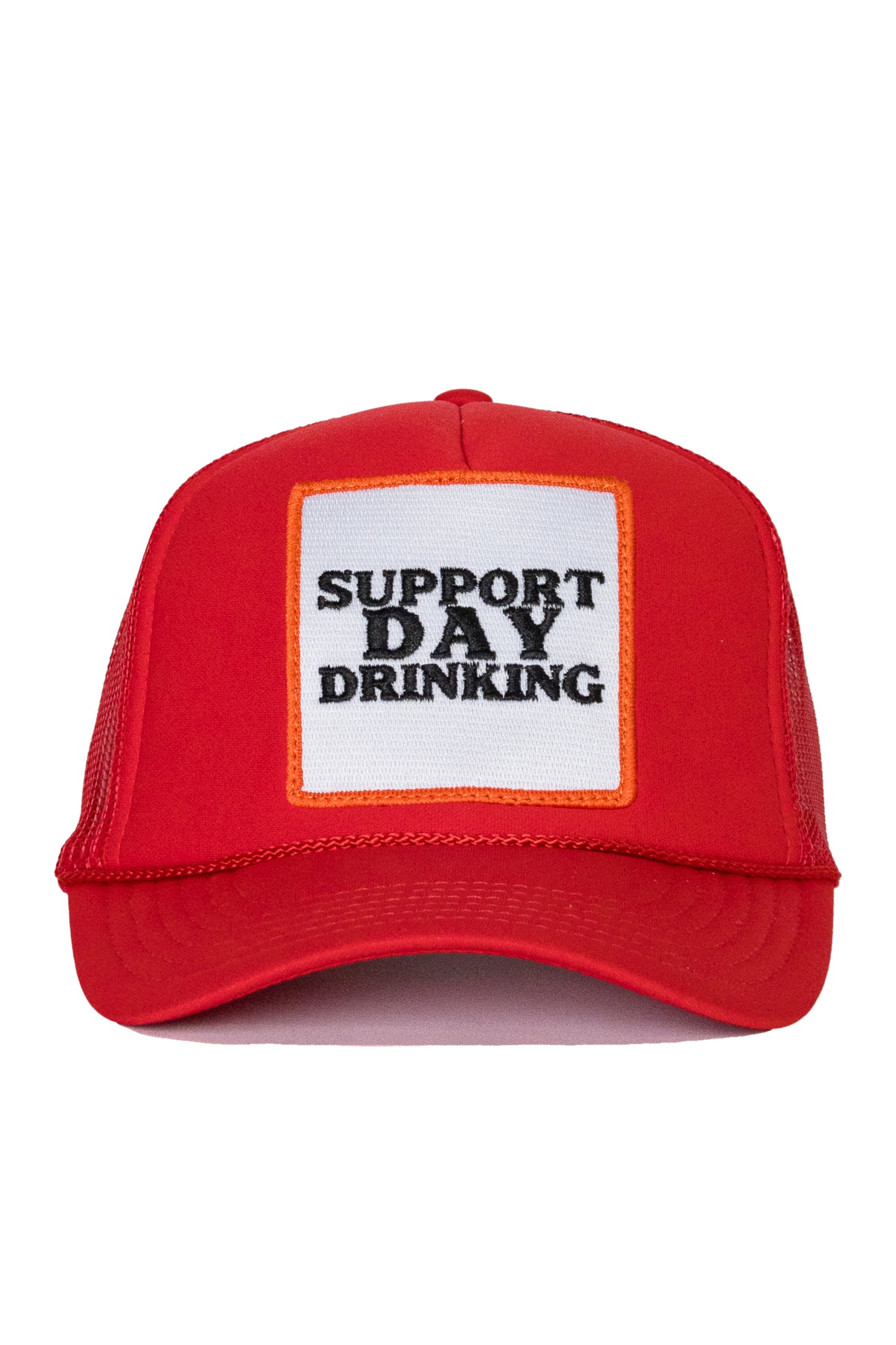 Support Day Drinking Trucker Hat in Red