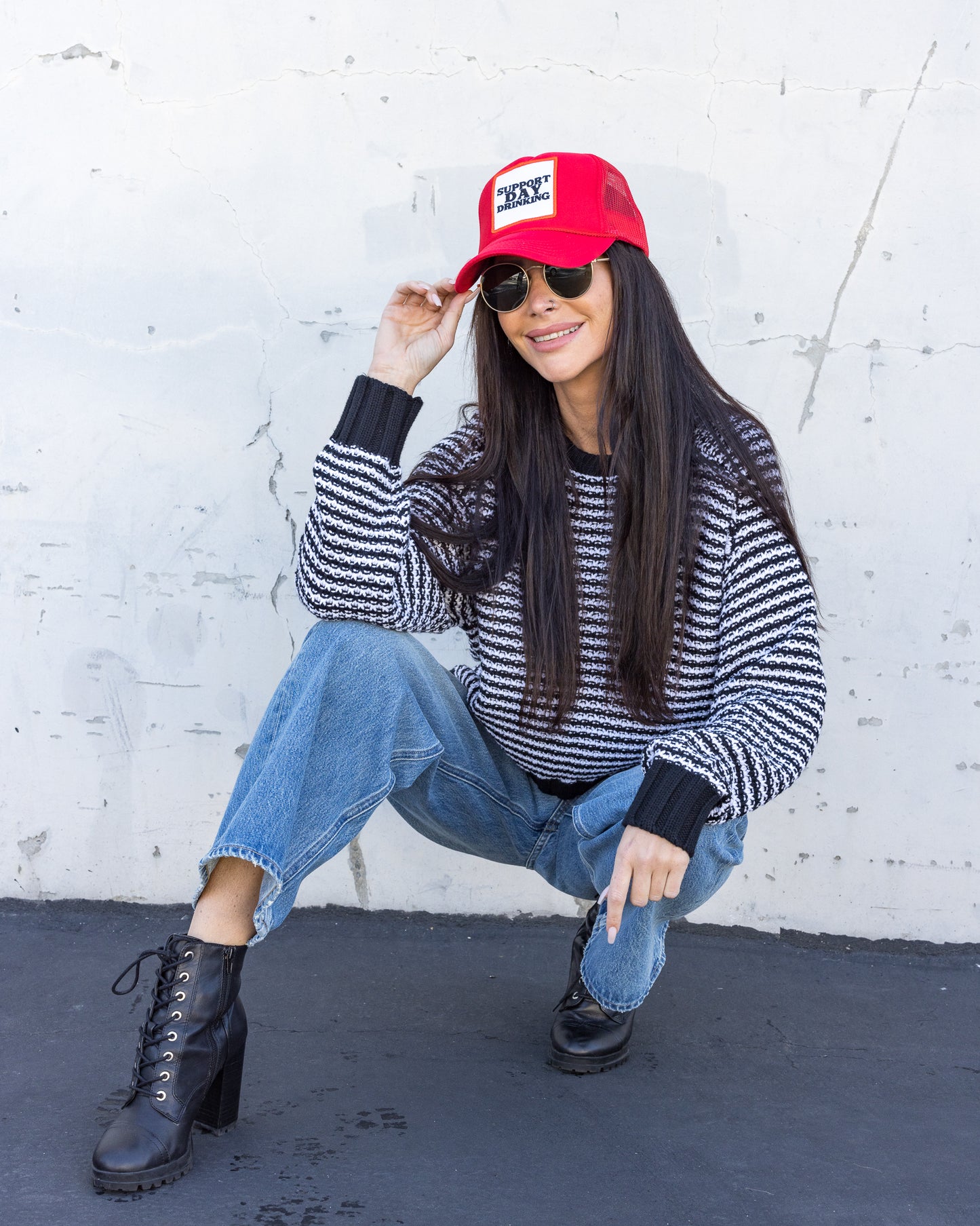 Support Day Drinking Trucker Hat in Red