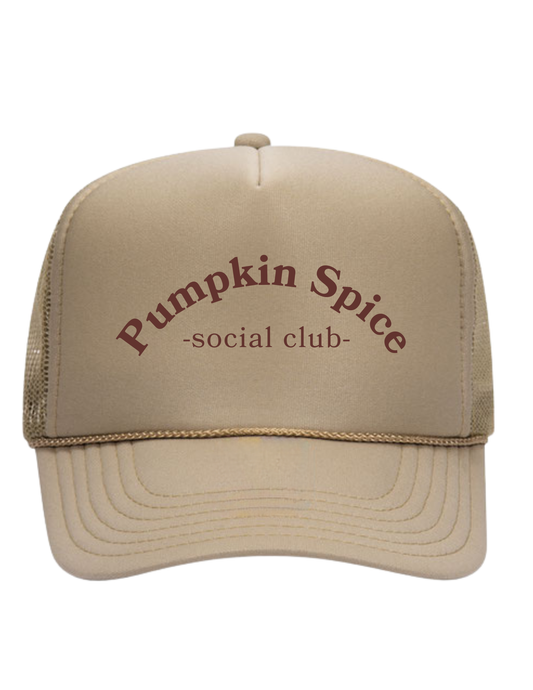 Pumpkin Spice Trucker Hat in Tan