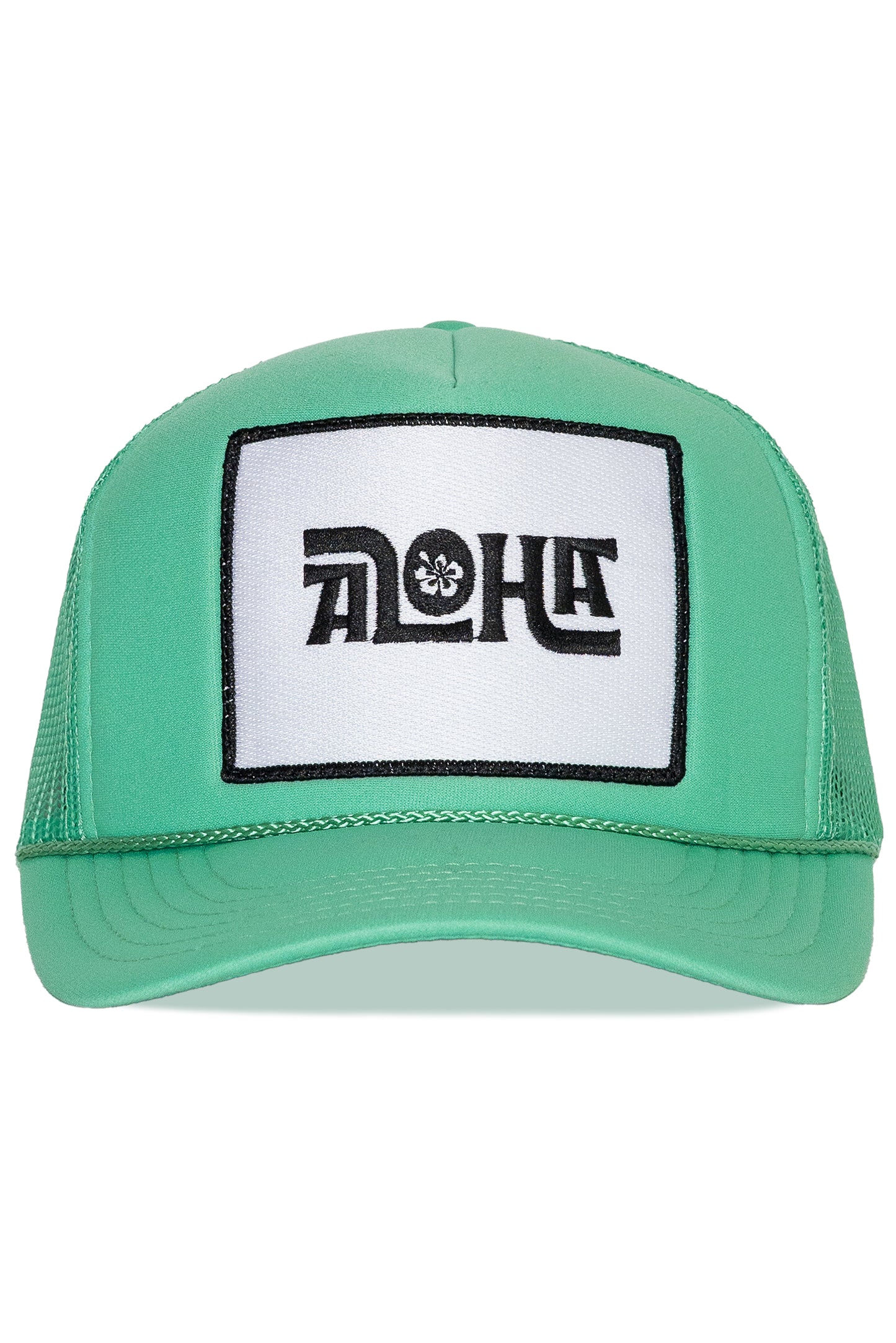 Aloha Flower Trucker Hat in Cactus Green