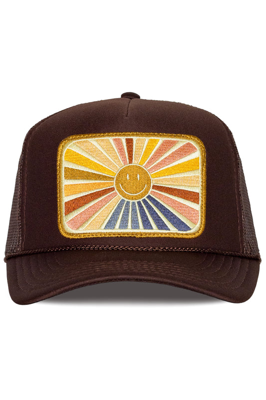 Rays Of Happy Trucker Hat Brown