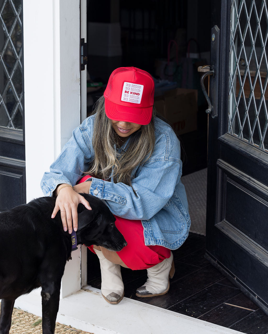 Be Kind Trucker Hat in Red