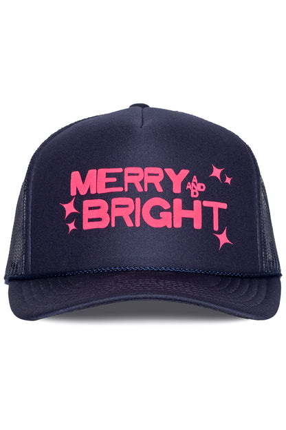 Merry & Bright Stars Trucker Hat in Navy