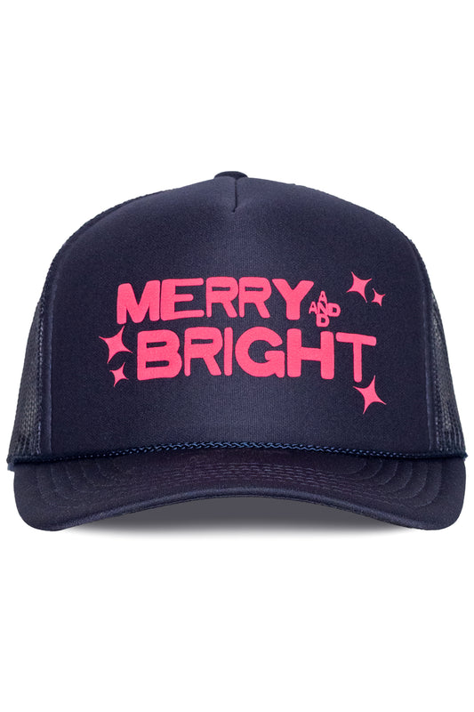 Merry & Bright Stars Trucker Hat in Navy