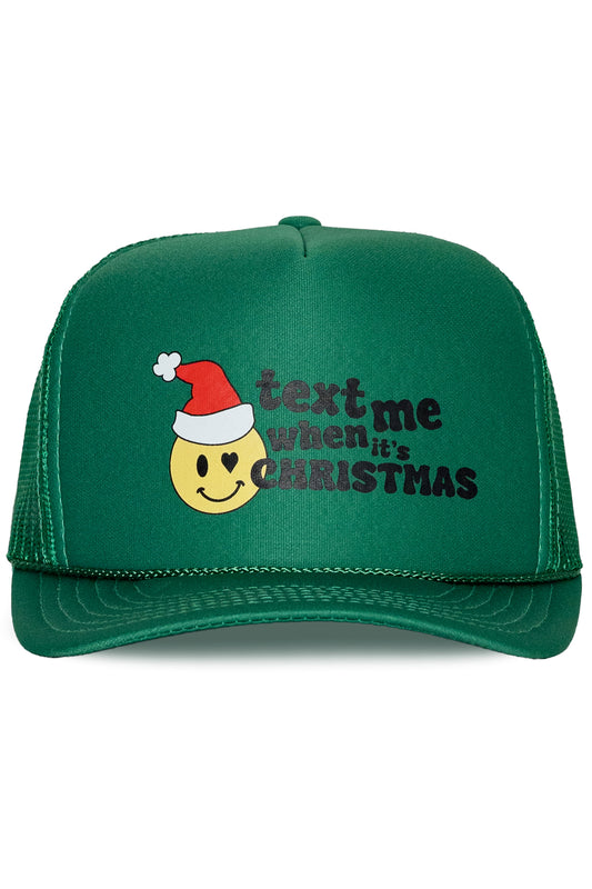 Text Me When It's Christmas Trucker Hat in Green