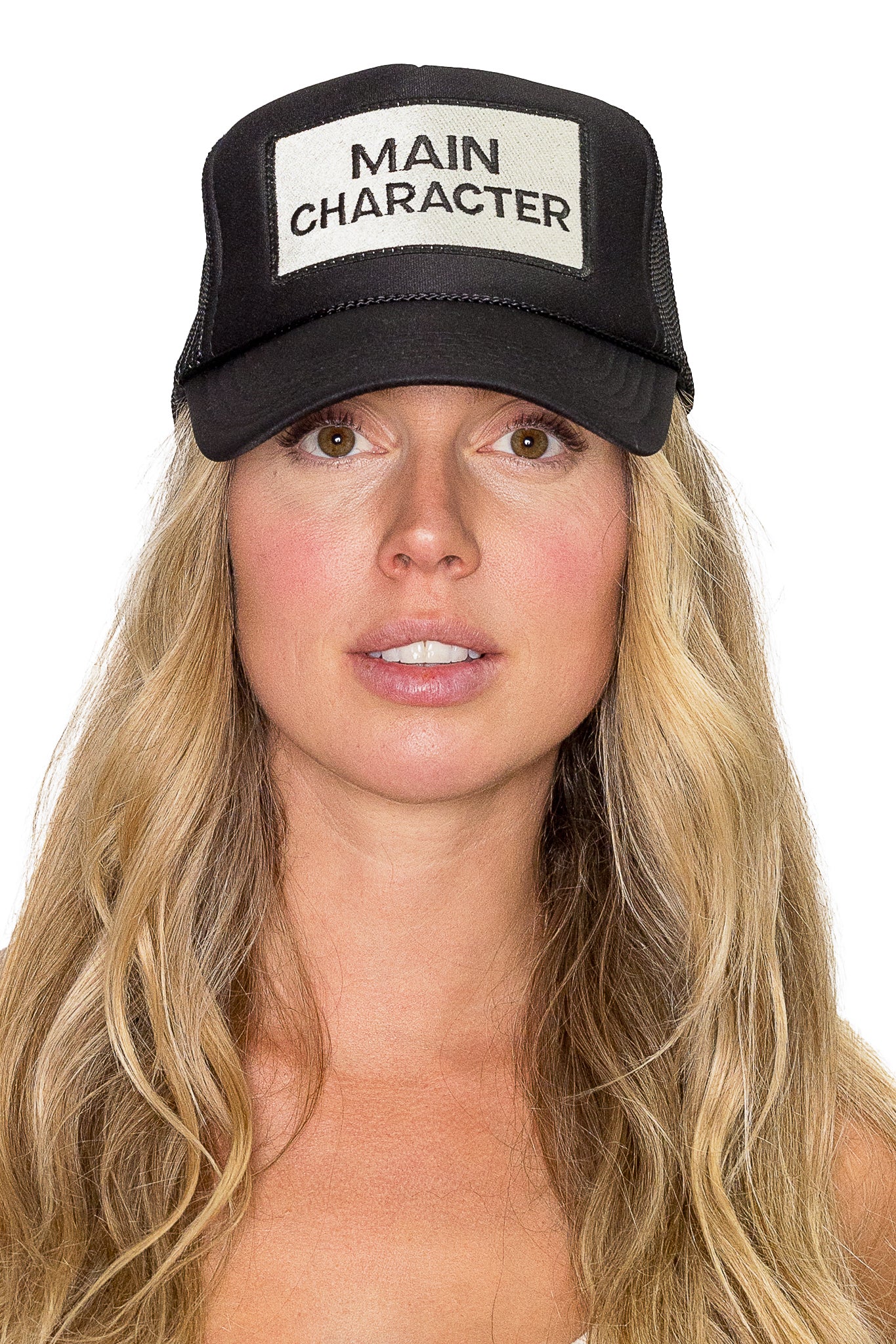 Main Character Energy Trucker Hat in Black