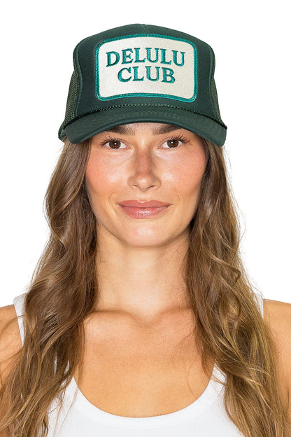 Delulu Club Trucker Hat in Deep Green