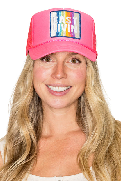 Easy Livin' Trucker Hat in Pink