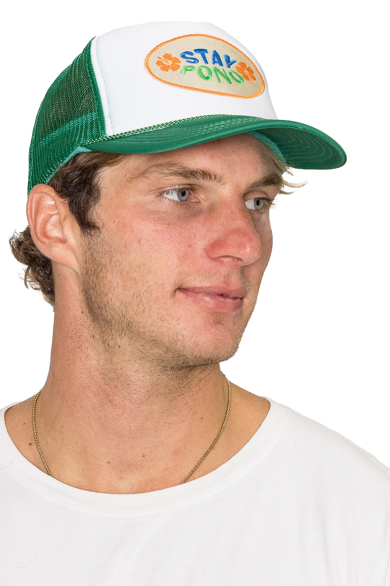Stay Pono Trucker Hat in Green Split