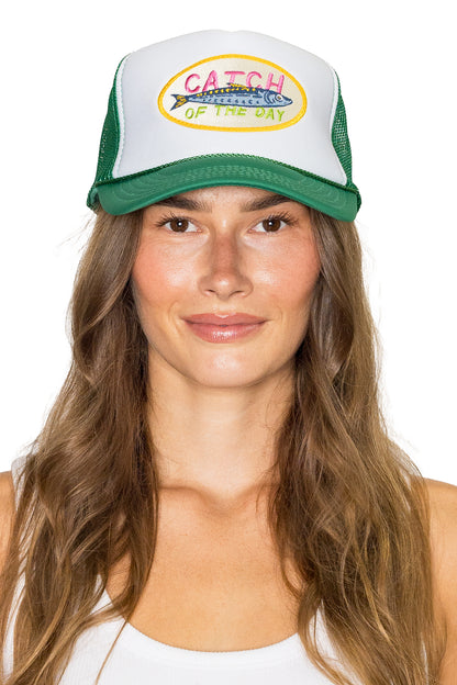 Catch of the Day Trucker Hat in Green Split