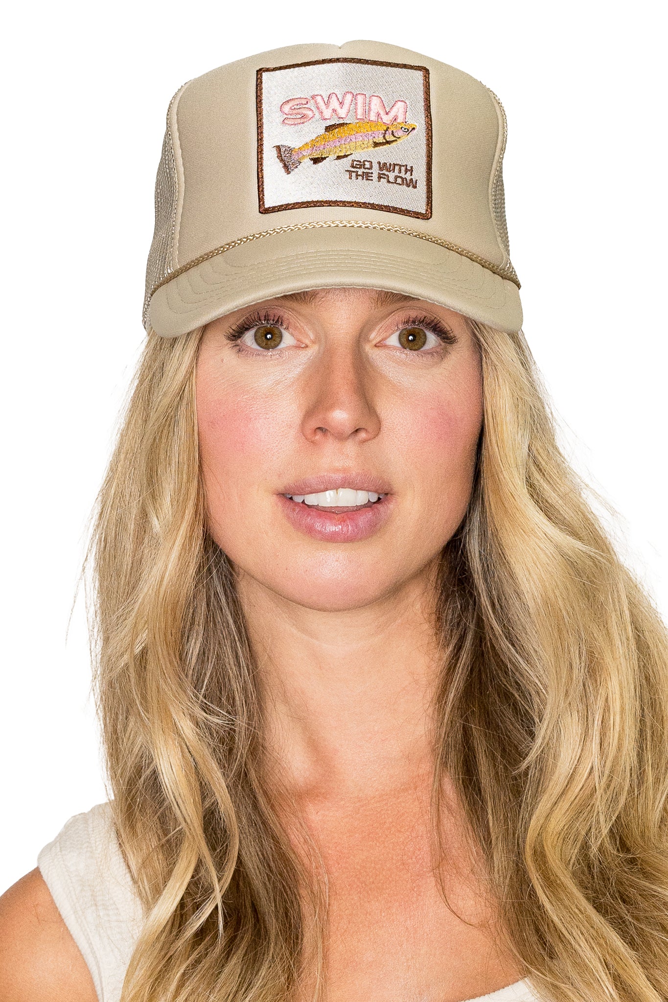 Swim Trucker Hat in Tan