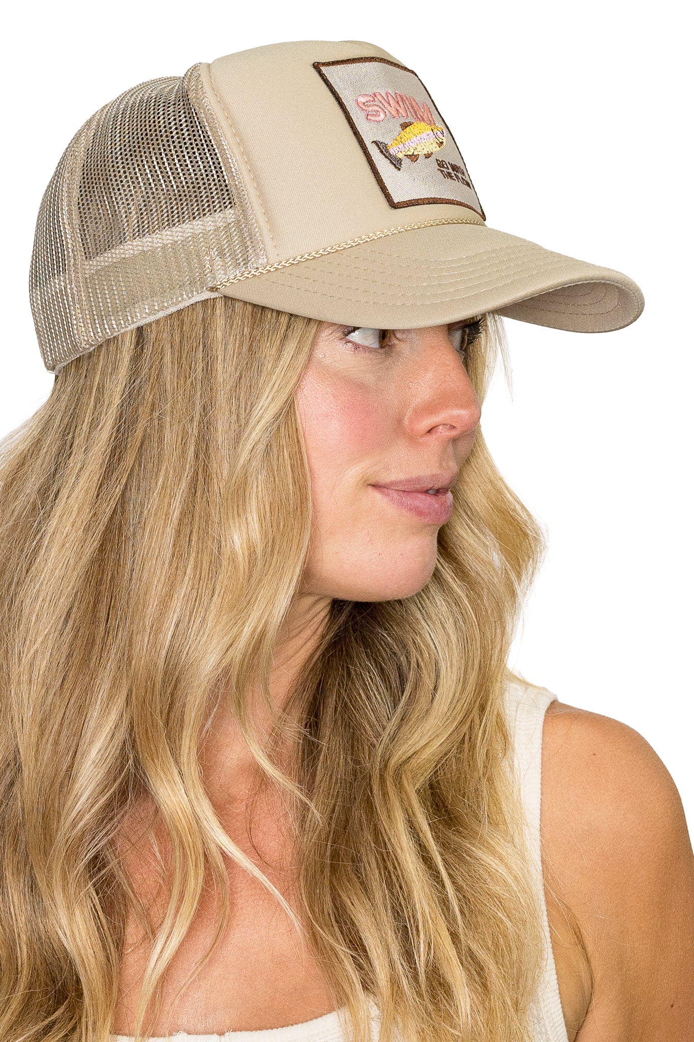 Swim Trucker Hat in Tan
