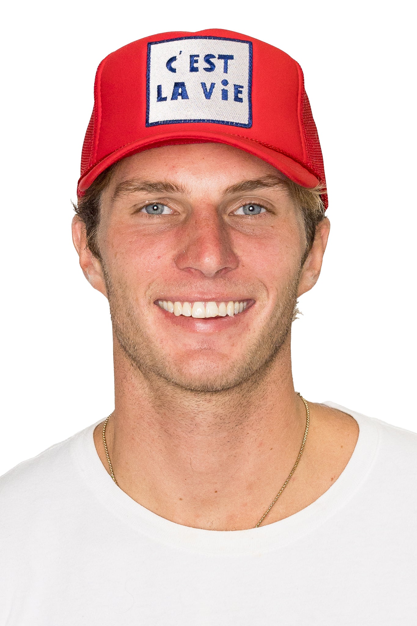 C'est La Vie Trucker Hat in Red