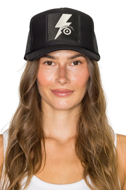 Electric Eye Trucker Hat in Black