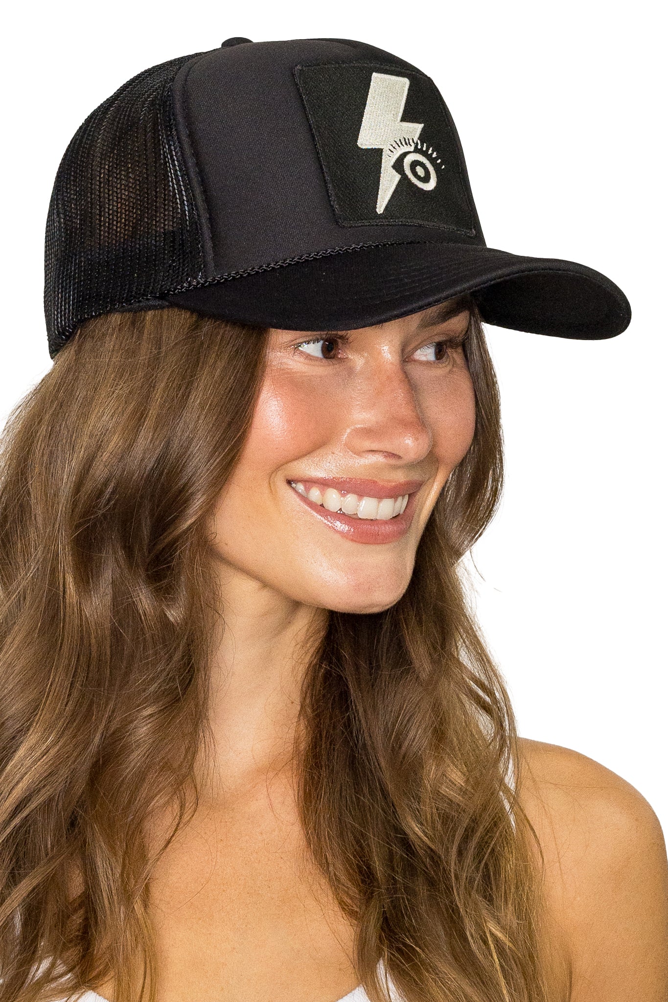 Electric Eye Trucker Hat in Black